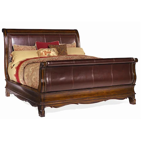 King-Size Leather Upholstered Sleigh Bed